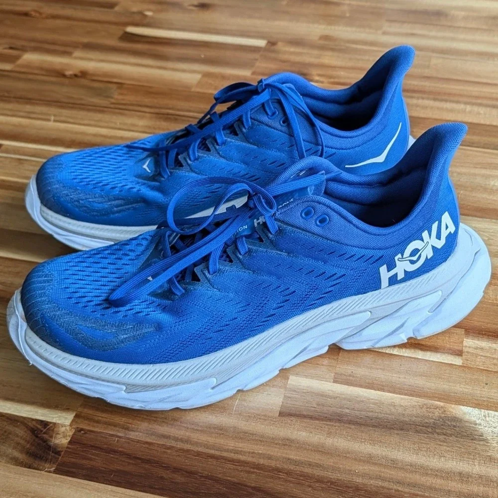 Hoka One One Clifton Mens Blue Running Shoes Sneakers Size 13